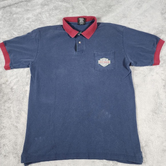 Harley-Davidson Other - VINTAGE Harley-Davidson Polo Shirt Mens Large Blue Red Biker Made in USA 90s